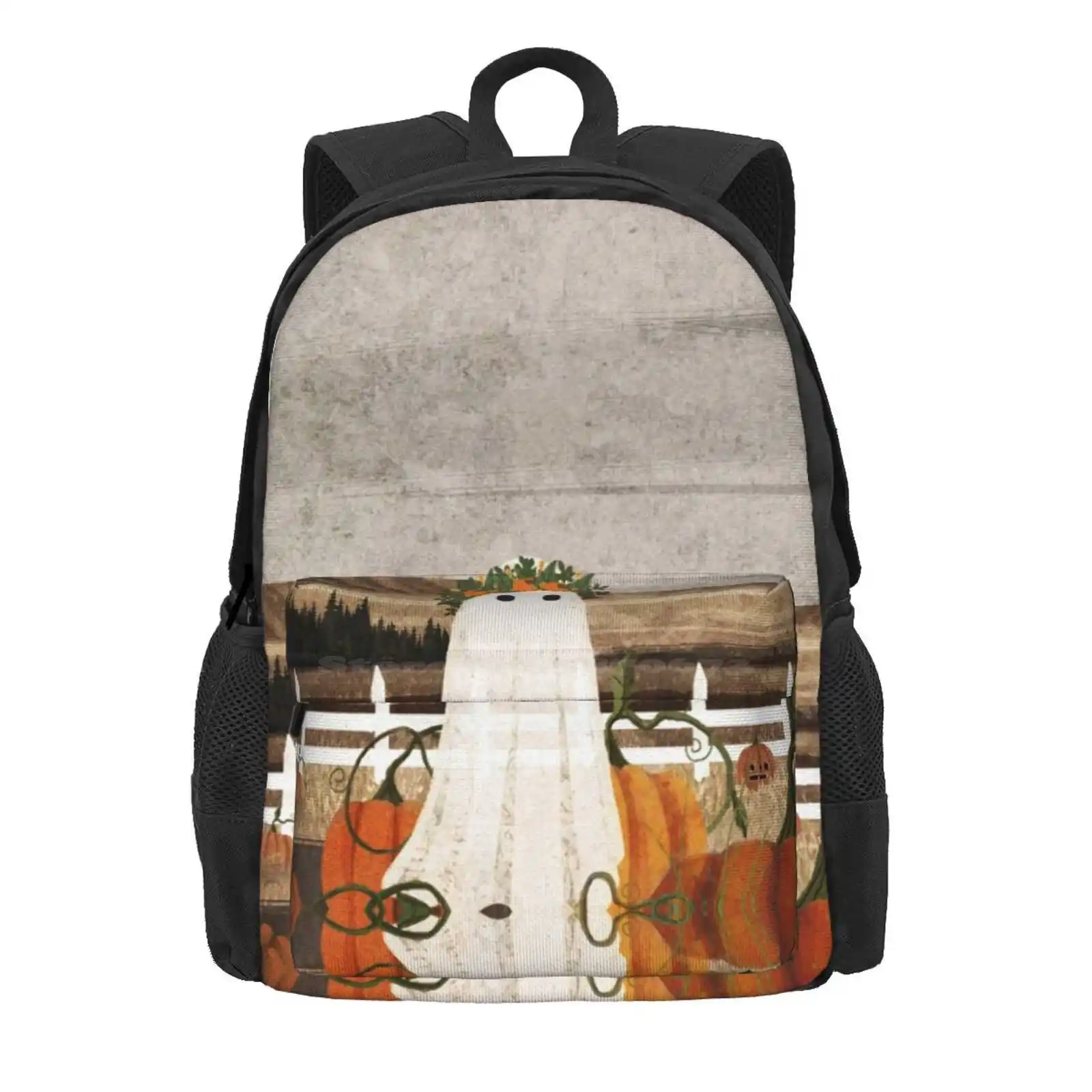 There'S A Ghost In The Pumpkins Patch Again... Hot Sale Schoolbag Backpack Fashion Bags Autumn Fall Halloween Pumpkin Farm