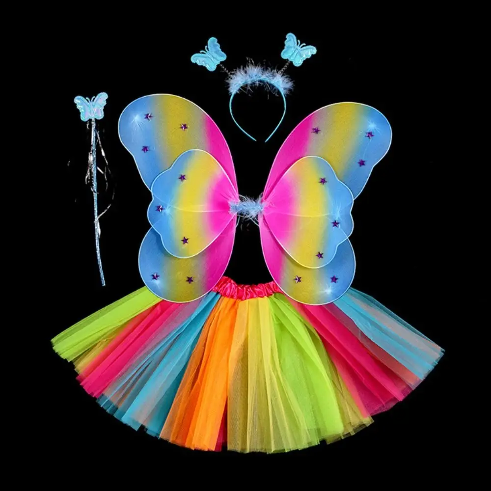 2-8year Children Costume Props Tutu Skirt Simulation Butterfly Butterfly Skirt Suit Princess Headband Butterfly Wings sets