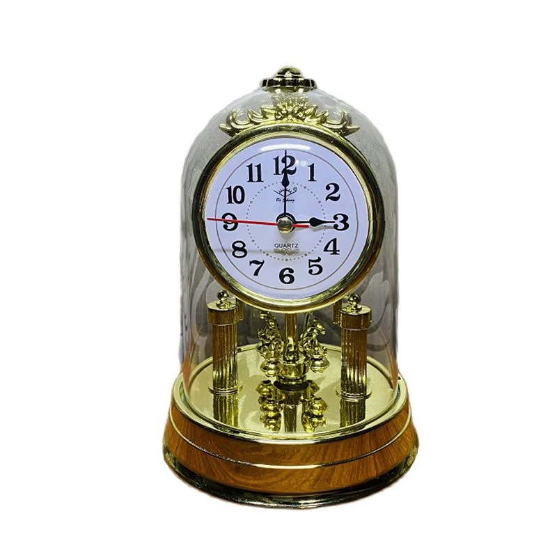 Luxury Gold Table Clock Silent Desk Clocks Desktop Watches Antique Clock Vintage Bedside Bedroom Living Room Rotating Ornaments