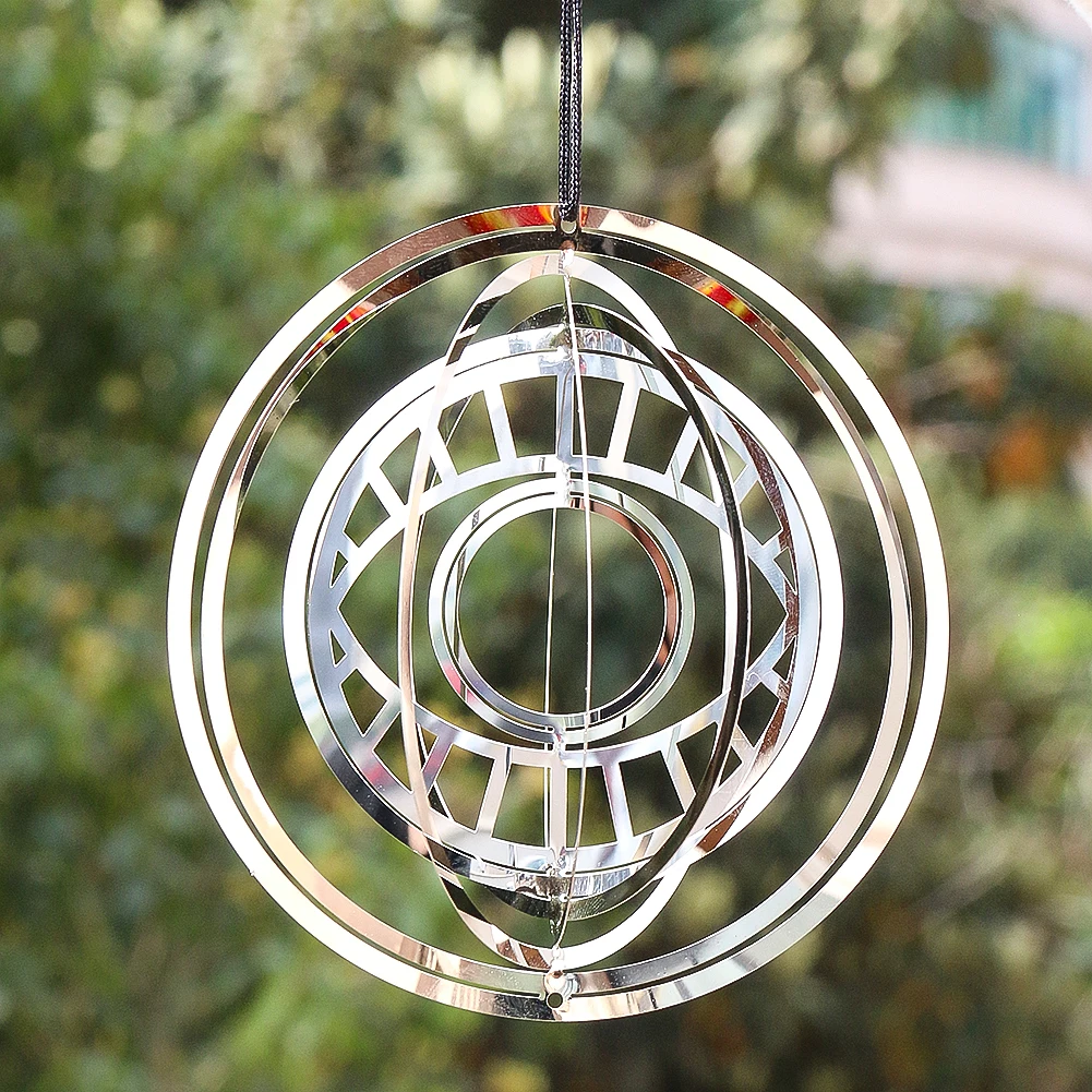 Turkish Devil Eye Wind Spinner Catcher Sublimation 3D Mirror Reflection Rotating Windchime Feng Shui Amulet Hanging Garden Decor