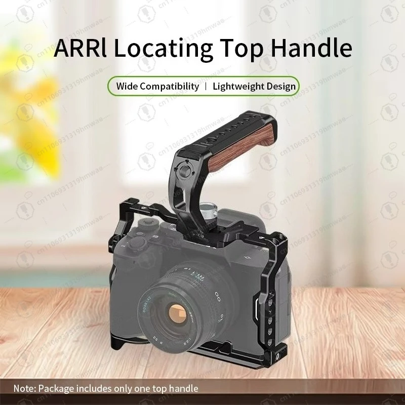 Universal Camera Top Handle with 3/8 ARRI Locator Pin Camera Cage Wooden Top Handle with Cold Shoes