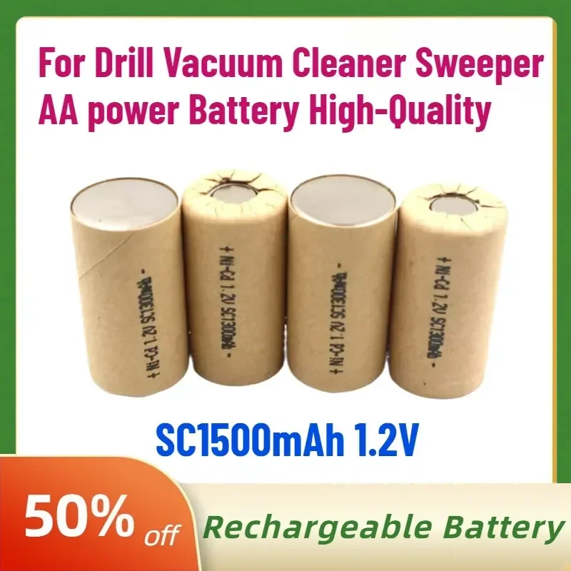 Wholesale New SC1500mAh 1.2V NI-CD Rechargeable Batteries for Drill Vacuum Cleaner Sweeper AA power Battery High-Quality
