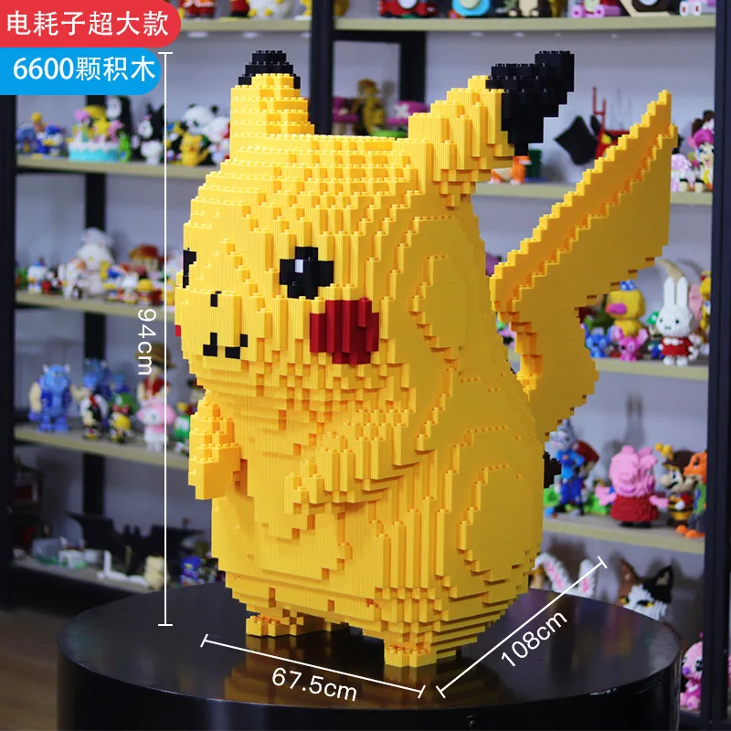 Super Big Pikachu Building Blocks Pokemon 80/100cm Diamond 4 Style Assembled Connection Brick Figure Toys For Home Ornament