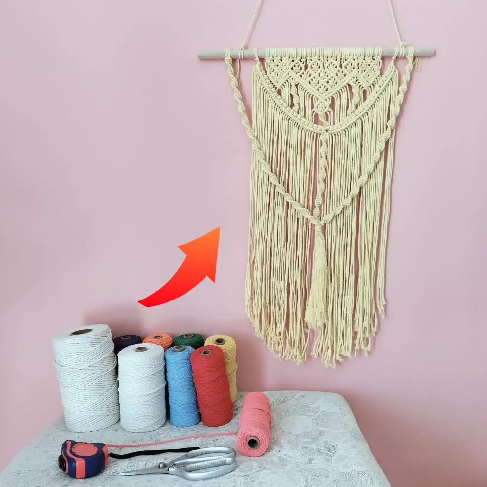 

Cotton Macrame Thread 3mm 200 Meters Macrame Cord Colored Rope Boho Wall Hanging Tapestry Making Material Kit With PDF Tutorials