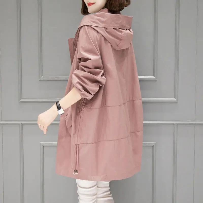 2023 Spring and Autumn Mid-length Women's Trench Korean Version Loose Coat Fashion All-match Thin Windbreaker Women's Streetwear