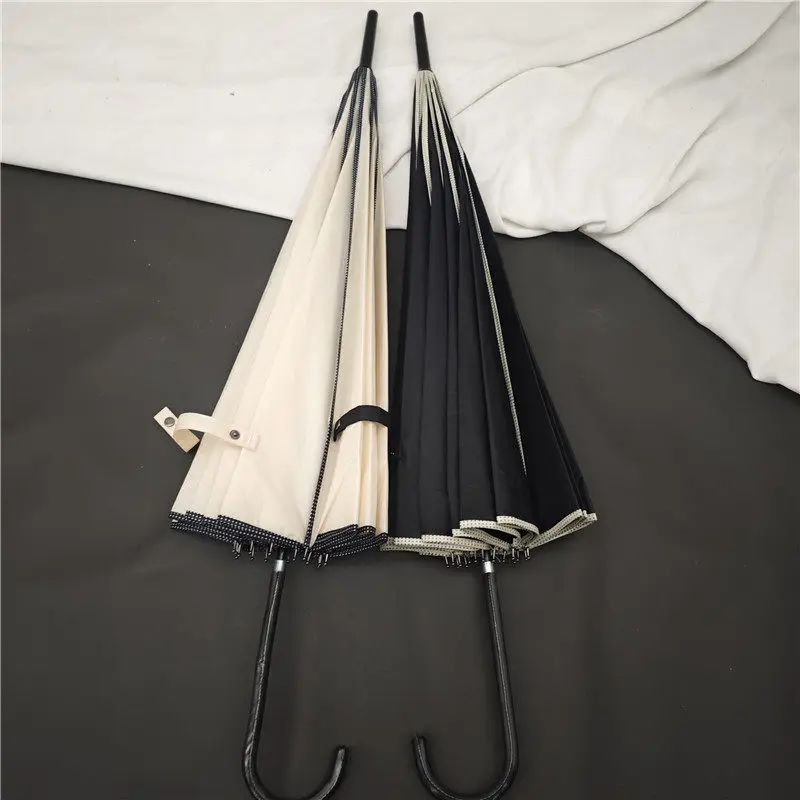 Long-handled umbrella Small fresh curved handle 16-bone wind-resistant umbrella Wedding etiquette umbrella