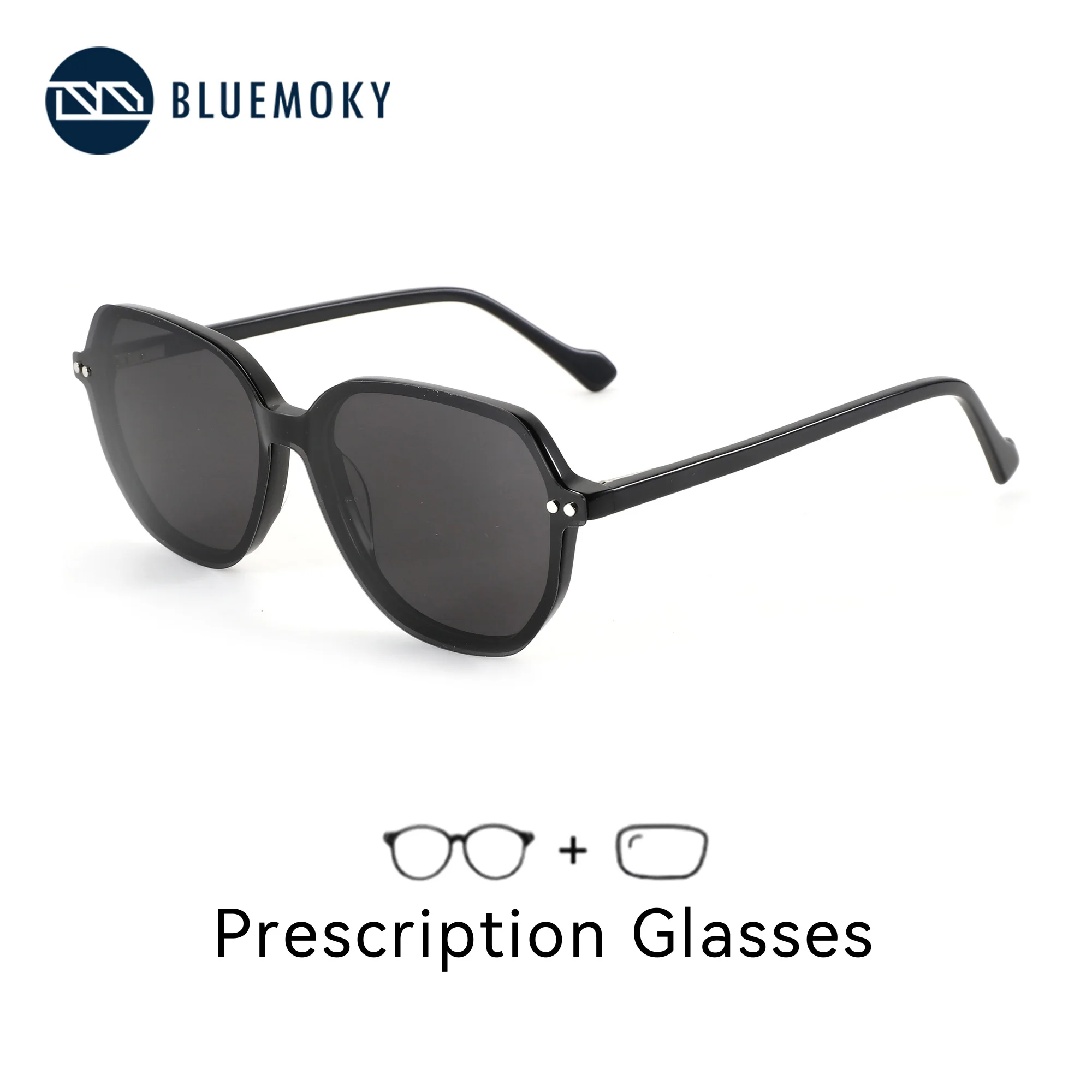 

BLUEMOKY M Size Acetate Polygon Clip On Glasses Prescription For Woman Men Polarized UV400 Myopia Sunscreen Optical Eyewear