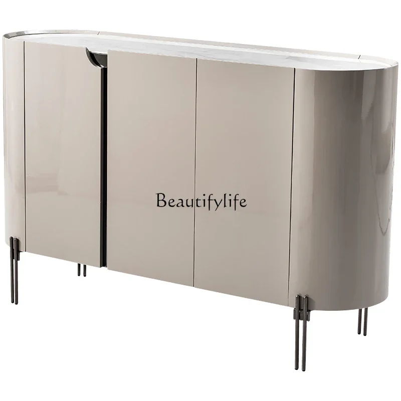 

lItalian minimalist dining side cabinet modern simple light luxury high-end rock slab mystery cabinet