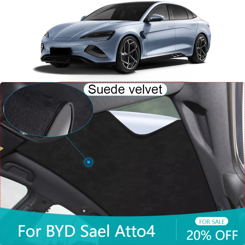 

For BYD SEAL ATTO 4 2023-2025 Car Suede Fabric Electrostatic Adsorption Sunroof Sunshade Auto Heat Insulation Skylight Accessory