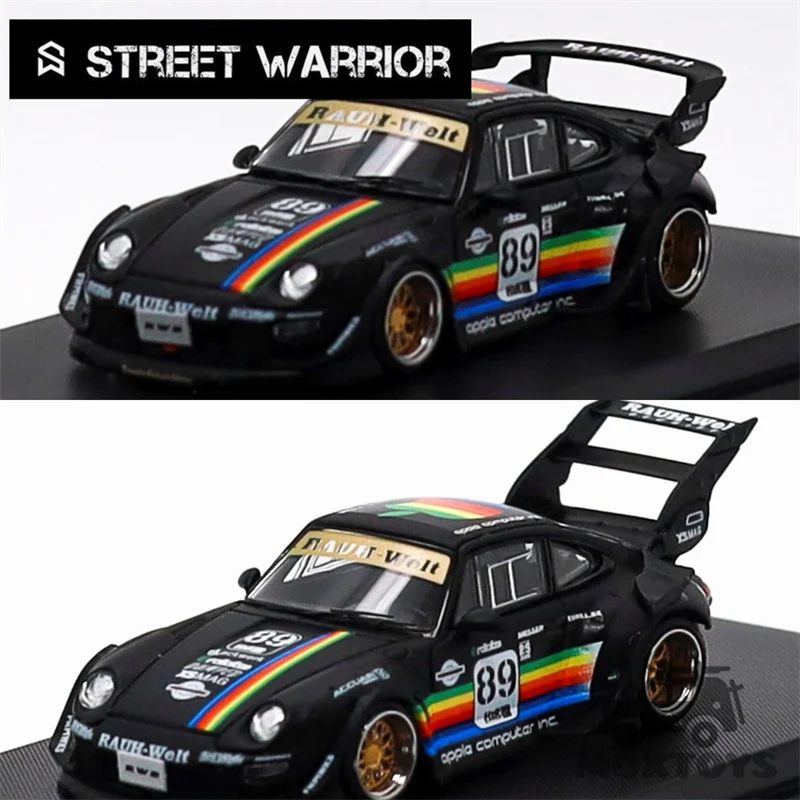 

Модель автомобиля SW 1:64 RWB993 матово-черного цвета с GT-крылом/двойным спойлером, литая под давлением.