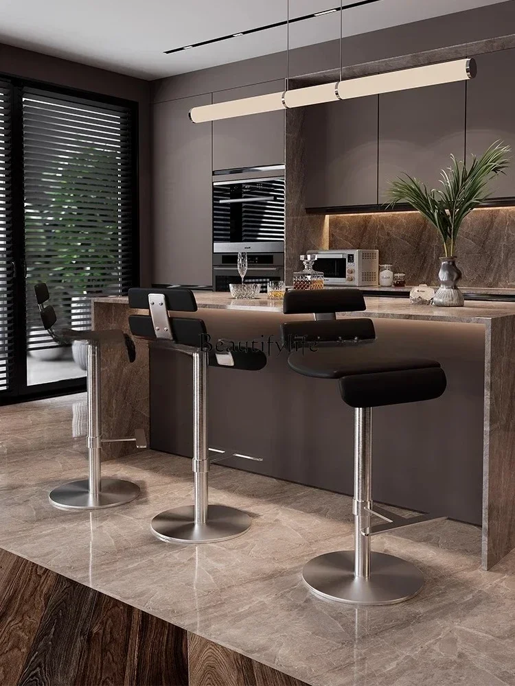 

13ld14 Light Luxury Nordic Modern Minimalist High Bar Stool Home Use Adjustable Swivel Backrest Front Desk Chair
