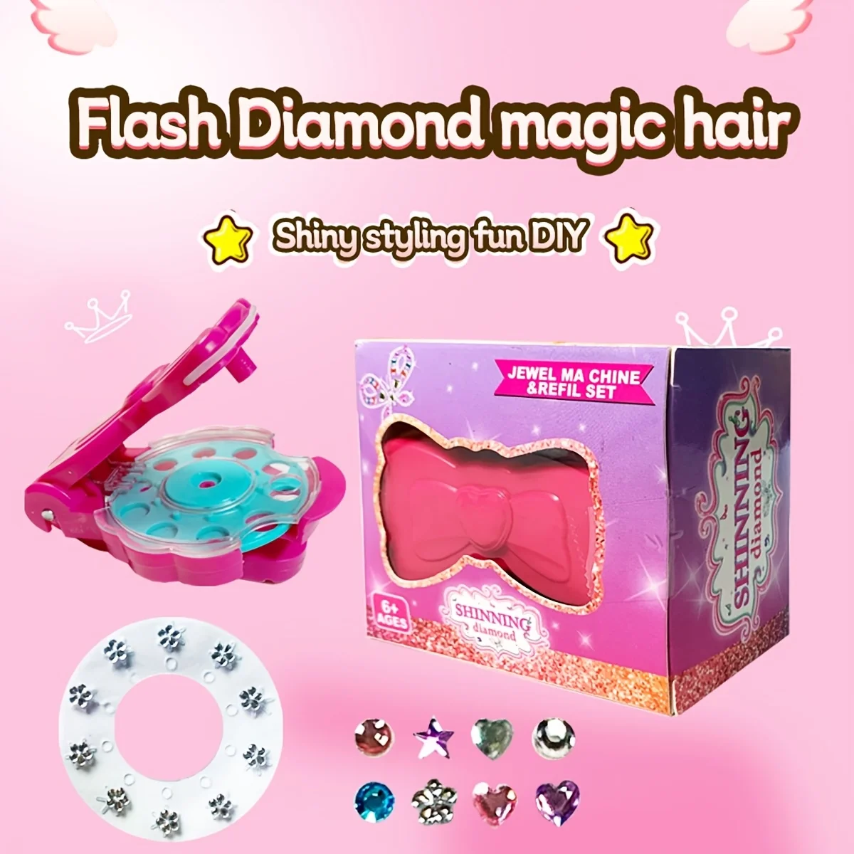 مجموعة أدوات ختم مجوهرات الشعر DIY، مجموعة راديانس مع أداة تصفيف جلام، تحميل النقر اللامع على أي شيء #2