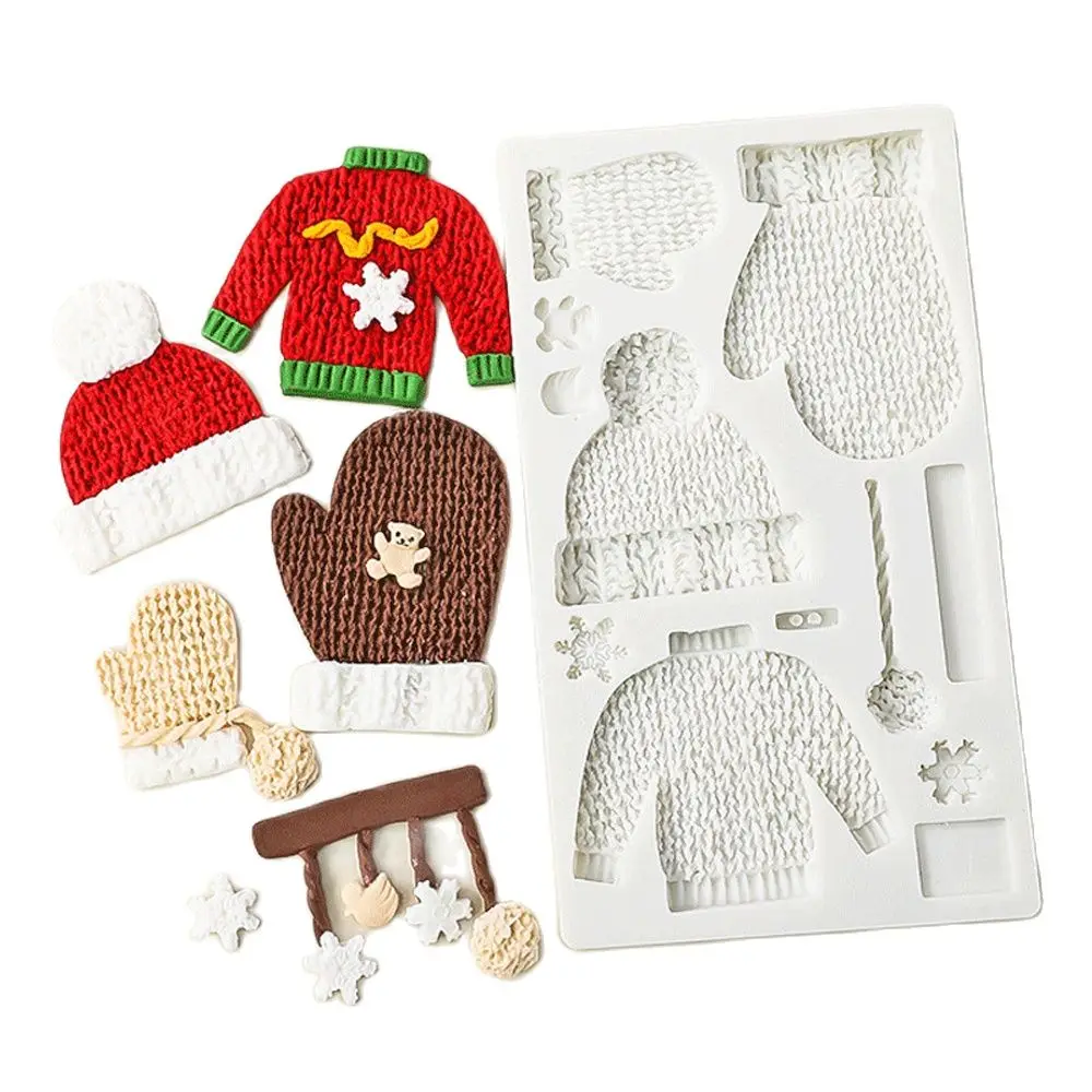 

Christmas Fondant Silicone Mold Children's Baby Knitting Sweater Gloves Chocolate Cake Decoration DIY Cookie Baking Tools
