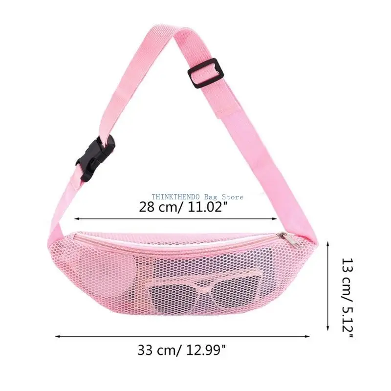 340D Mesh bolso Ver través del bolso Crossbody Mesh Packle Bolsa playa para sostener playa Toy Sand Toy Nating Accessors