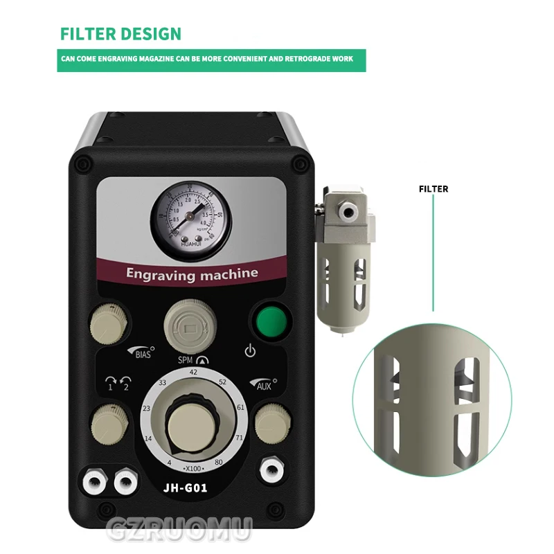 Máquina de grabado de joyería de JH-G01, herramienta de grabado neumática de doble cabezal, joyería de oro y plata, manualidades, dispositivo de grabado rápido