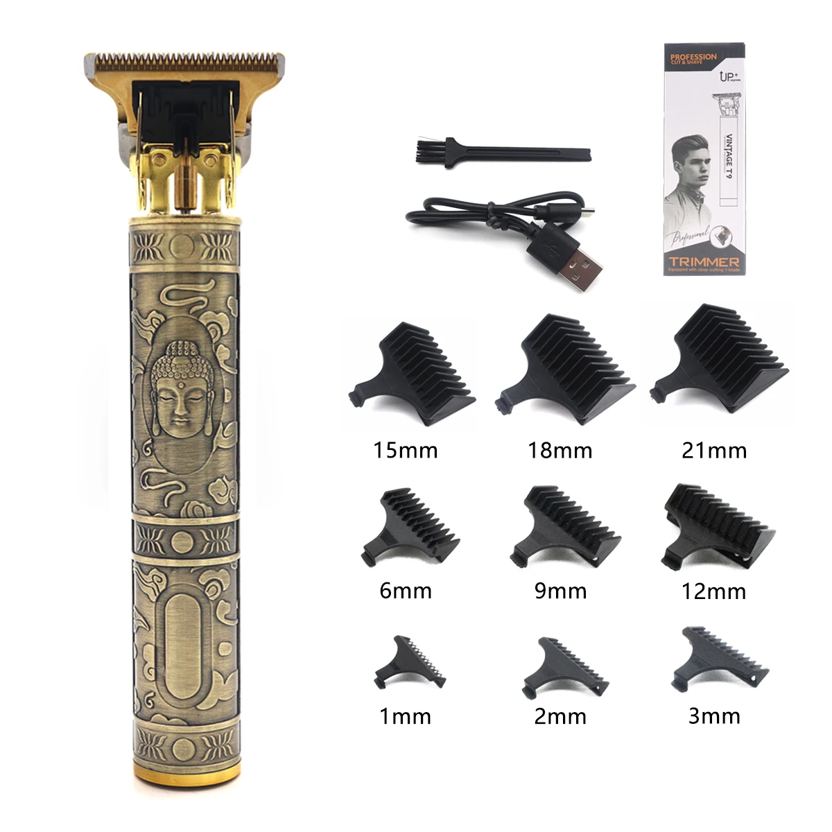 T9 Professionelle Haarschneidemaschine, Metallgehäuse, Edelstahlklinge, Haarschneidemaschine, Bartschneider für Männer, Finishing-Maschine
