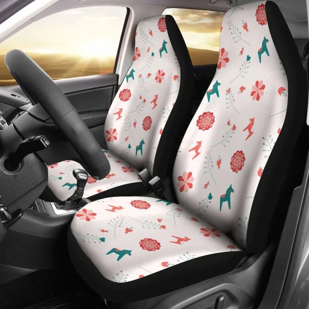 

Swedish Dala Horse Car Seat Covers 3 170804,Pack of Front Seat Cover