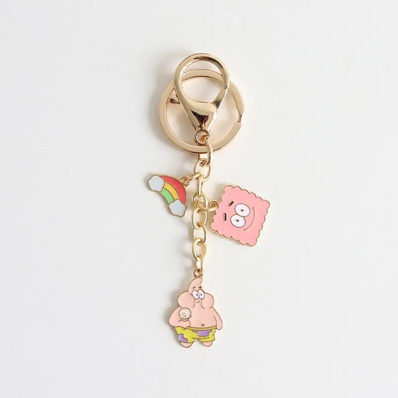 SpongeBob Patrick Star Keychain Cartoon Keyring Couple Backpack Pendant Decorative Jewellery Womne Creative Car Key Ring Gift