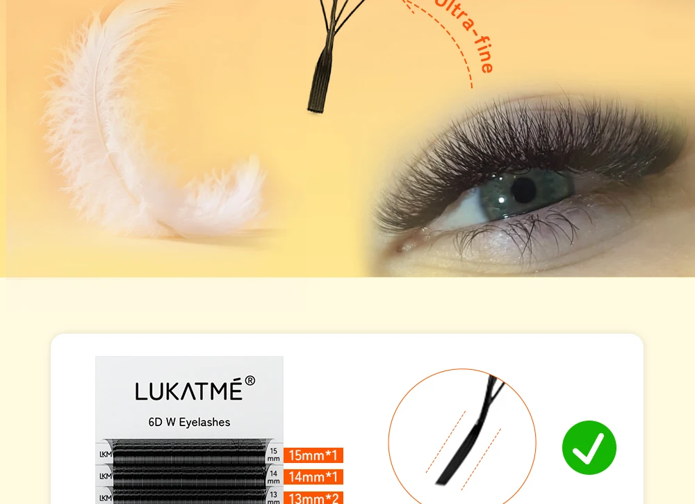 LUKATME U-Form 6D Kleeblatt Wimpernverlängerungen, vorgefertigte Fächer, schwarze C/D-Curl, weiche, flauschige, dimensionale Wimpern 8-15mm für den Salon – Detail 6