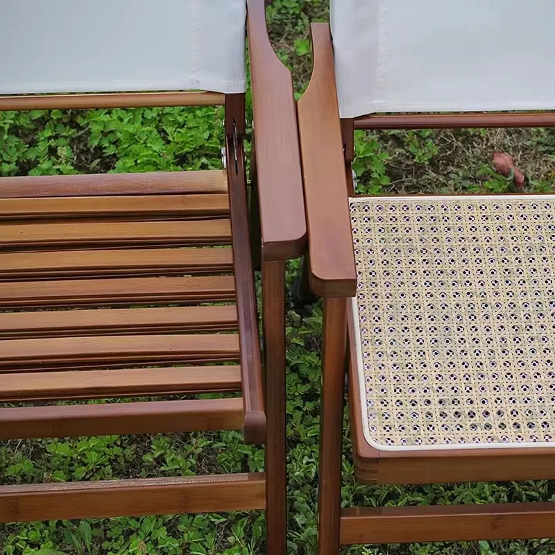 Foldable Bamboo Chair Natural Wood Patio Chair with Backrest Portable Indoor/Outdoor Dining Chairs for Garden Balcony & Picnic