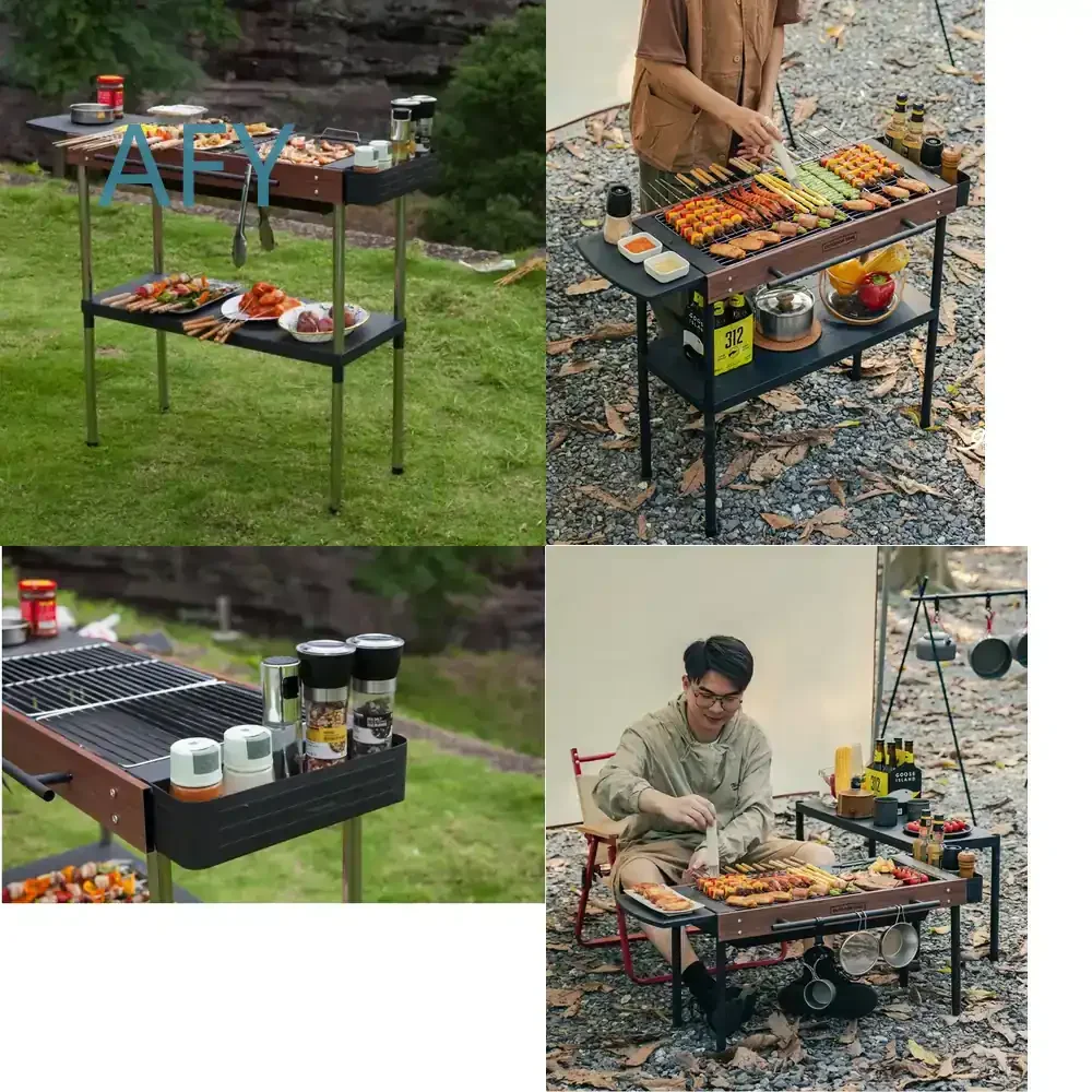 Outdoor Time BBQ Grill for Portable Charcoal Grill Carbon Steel Grill Tools for Household Outdoor Cooking Grilling