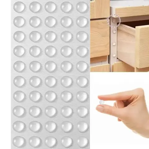 Silicone Self-Adhesive Clear Round Bumper Pads, Cabinet Door Sound Dampening Buffers, Furniture Silent Rubber Stoppers