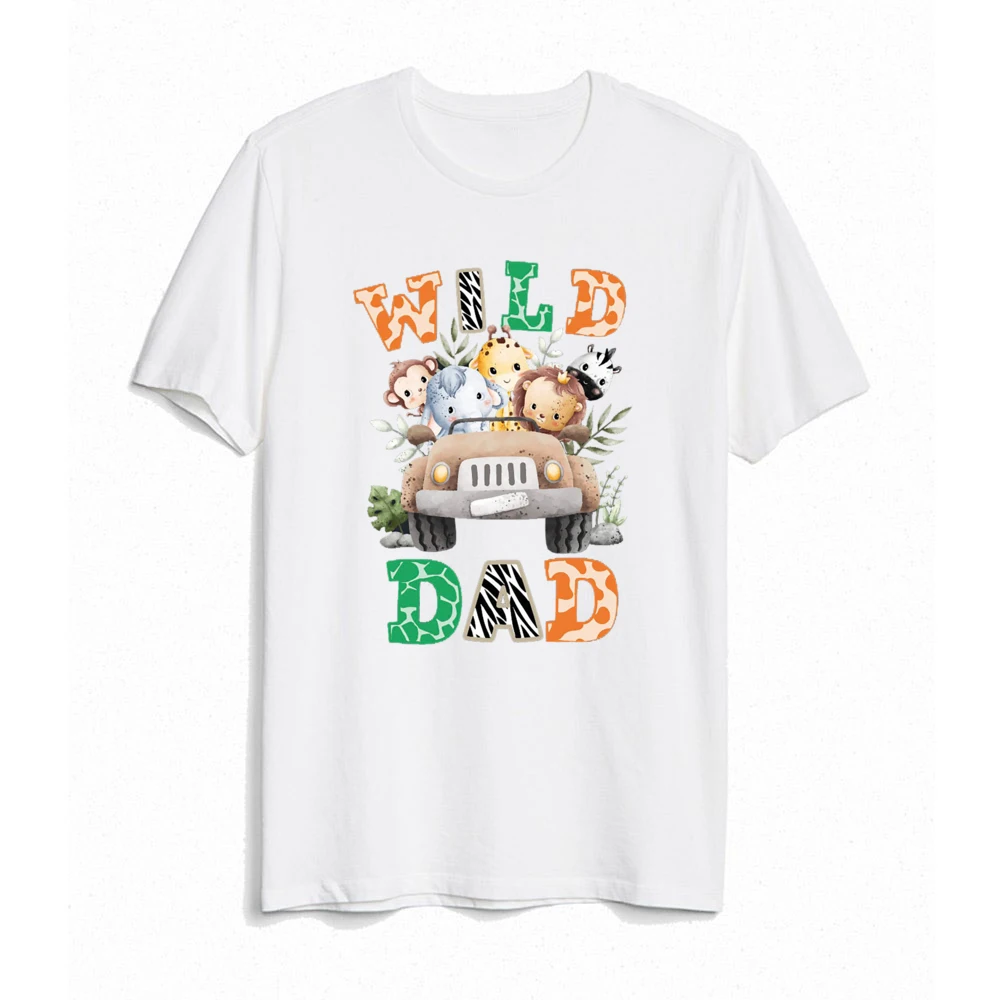 Wild Two Animal Printed Family Matching Shirt Jungle Party Dad Mom Sis Bro Kids Look Outfit T-shirt Birthday Family Clothes Tops
