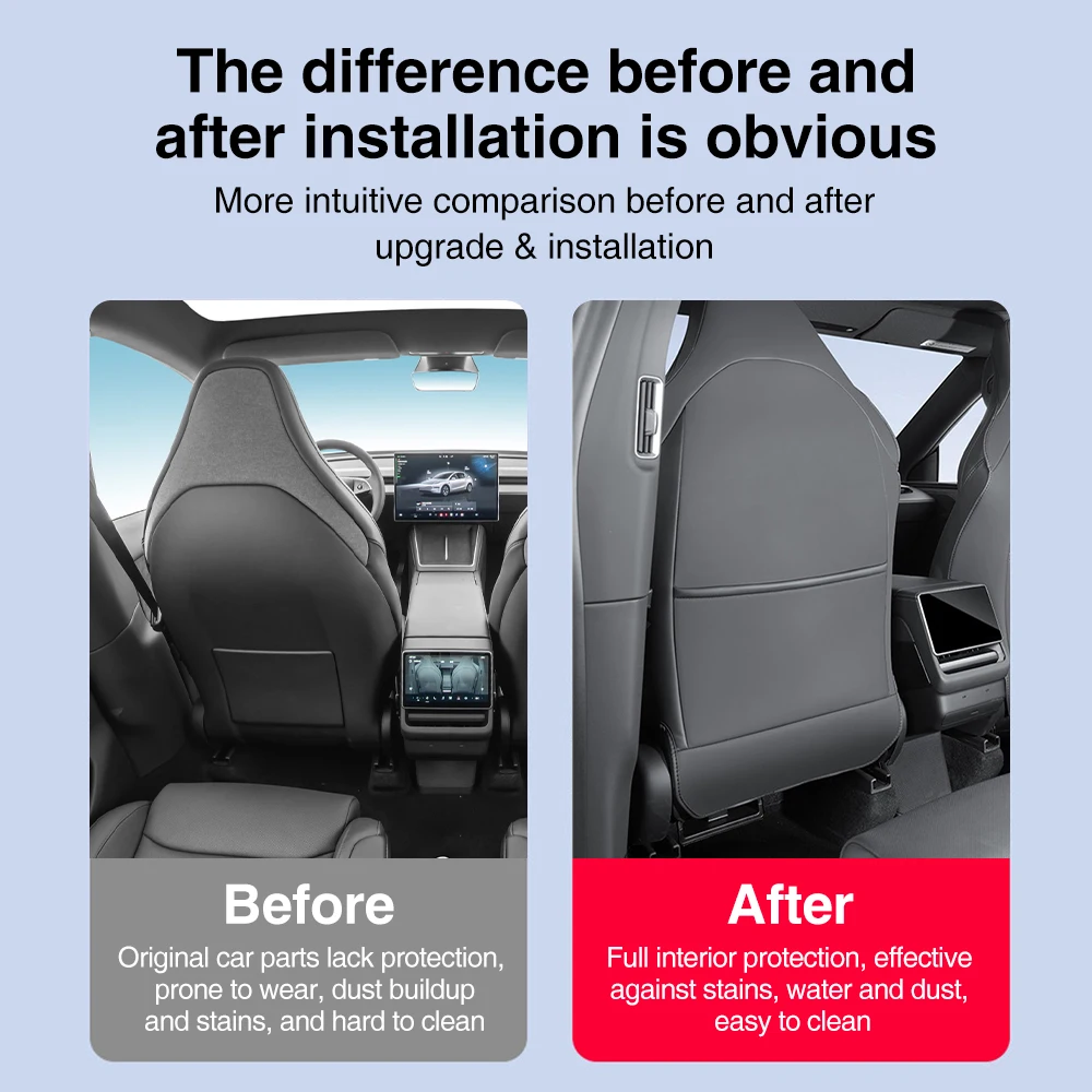 2Pcs Leather Seat Back Anti Kick Pad For Tesla Model Y L 2025-2026 Seatback Protectors Cover Mats Full Surrounded Accessories - view 3