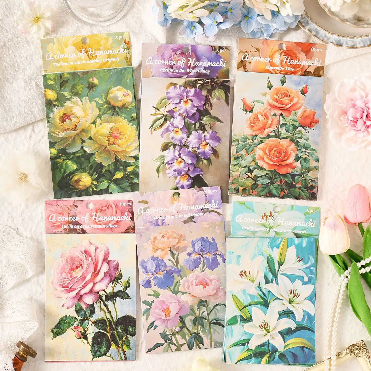 

10pcs/1 lot Paper A Corner Flower Town Series Relief Embossed Flower Hand Account Collage Material