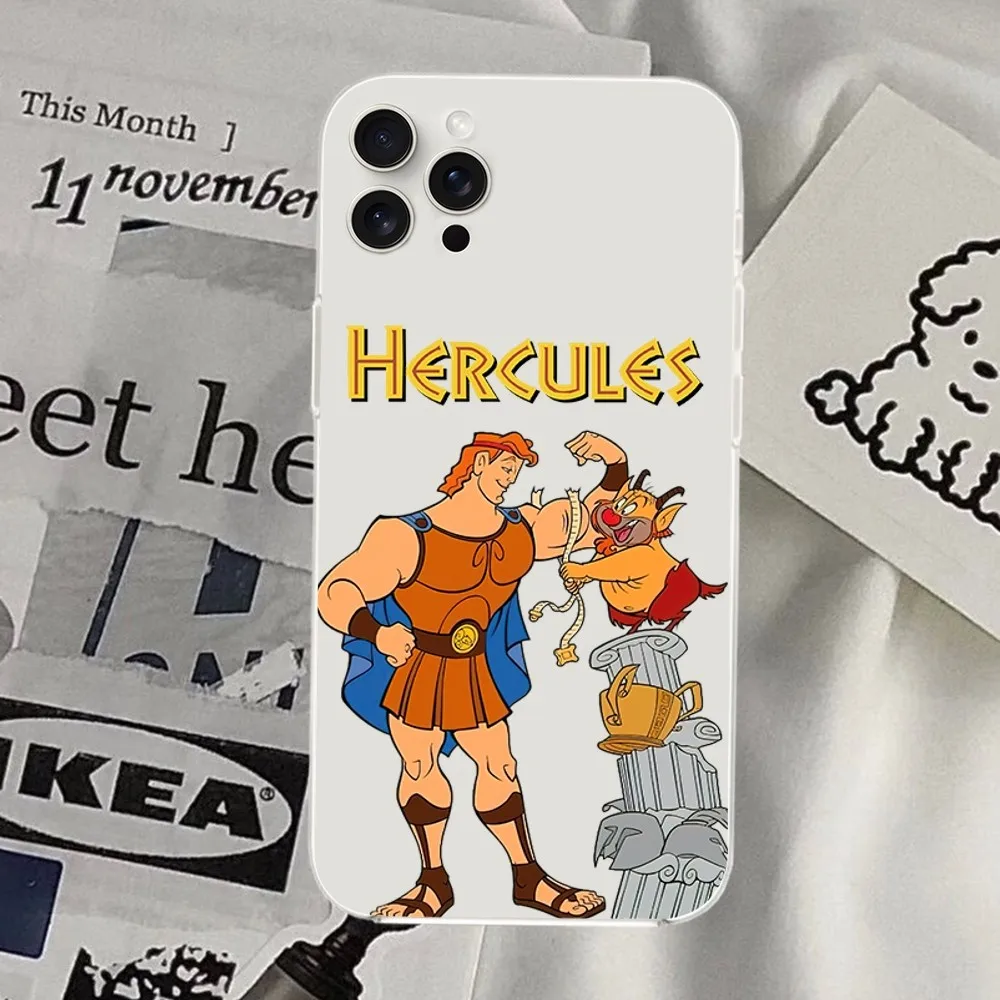 MINISO Disney H-Hercules Phone Case For iPhone Mini Plus 11 13 12 14 15 8 Pro XS Max X SE XR Transparent Shell