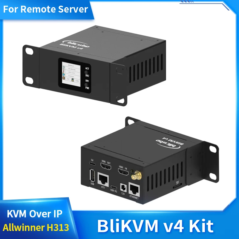 Blikvm-dispositivo ip v4 Allwinner H313 Soc Kvm Over ip Compatível com Hdmi Poe Loop Through de Vídeo Pikvm Suporte Poe & dc Wi-fi Vários Idiomas