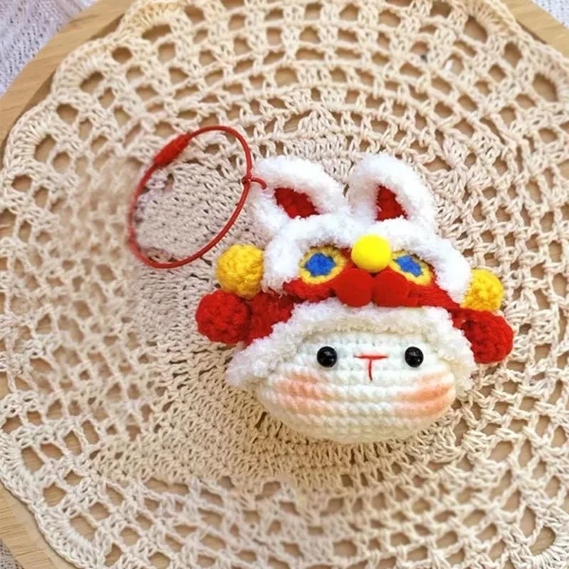 Handmade Knitting Rabbit Cute Knittin Doll Waking Lion Rabbit Hook Set Kit Materials Pack For Kid Holiday Gifts Lucky Pendant