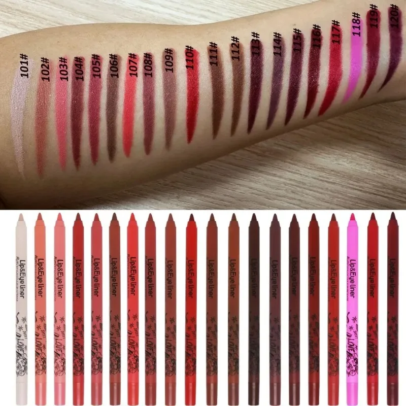 20 لون ماتي الشفاه بطانة مخطط قلم أحمر الشفاه طويلة الأمد مقاوم للماء قلم تينت الشفاه ماكياج الشفاه الكنتوري القلم امرأة مستحضرات التجميل