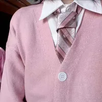 Mikasa cosplay pink cardigan sweater, Japanese cardigan V-neck knit sweater jacket is perfect for JK uniform matching - Image 6