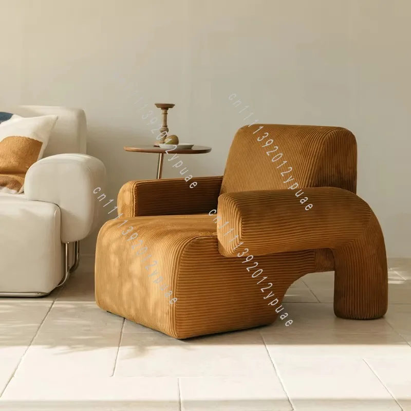 Vintage Style Corduroy Single Seat Sofa, Soft Fabric Lazy Leisure Settee, Indoor Furniture for Living Room Bedroom Home Resting