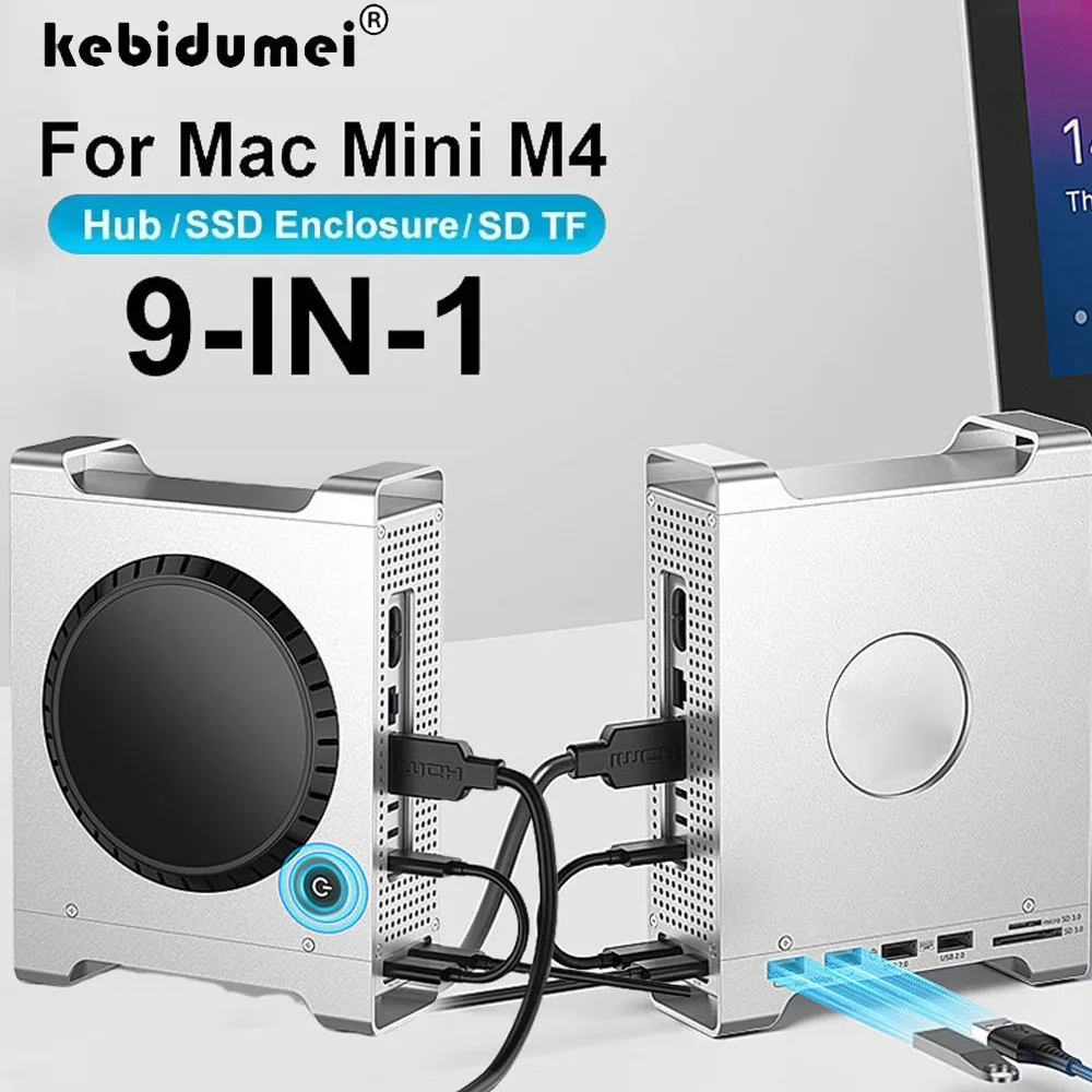 

USB HUB Docking Station for Mac Mini M4 M4 Pro M.2 NVMe SSD Enclosure 8TB Max 10Gbps USB-A&C Ports SD&TF USB Splitter for PC
