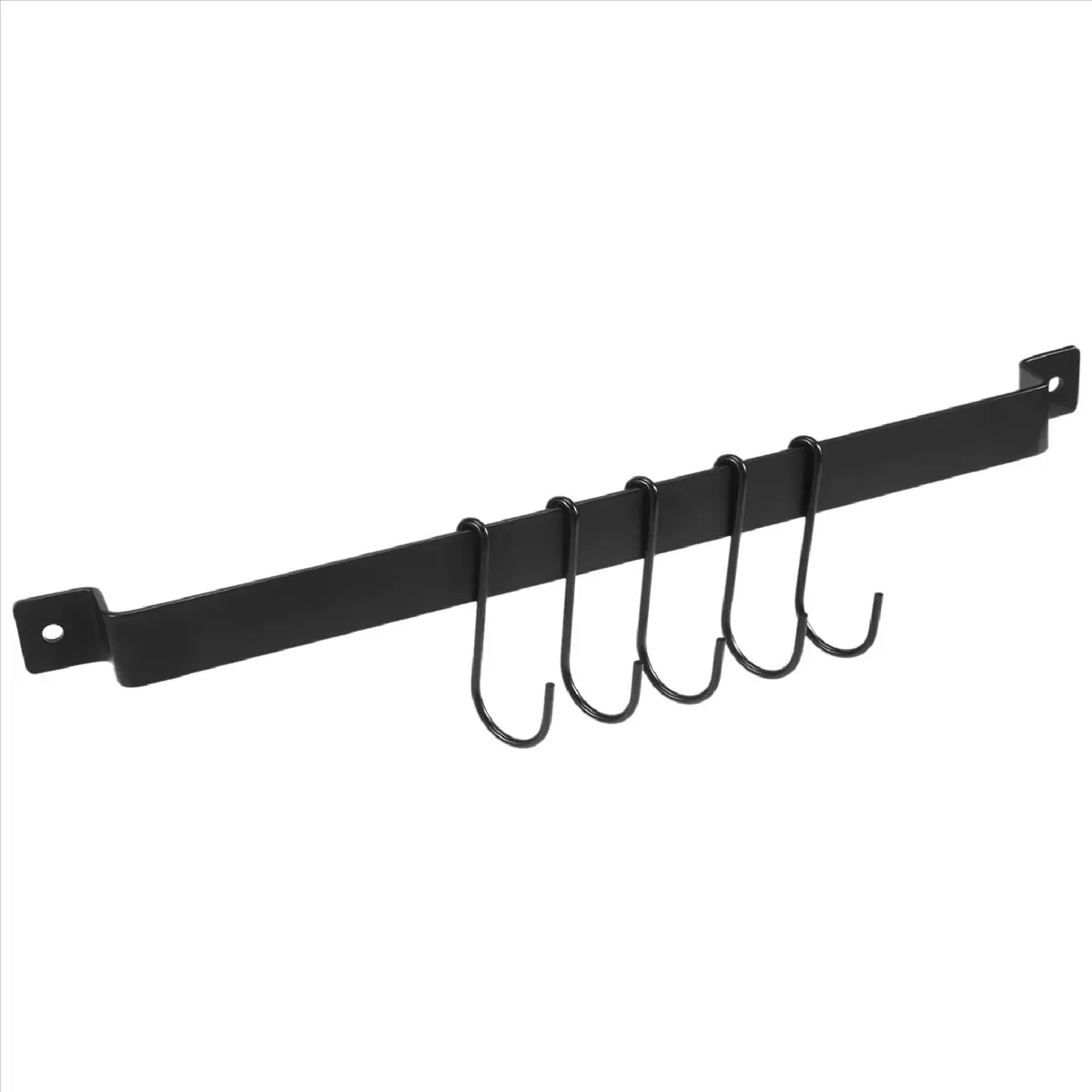 COFA Wall Mount Pot Rack,435mm Industrial Hanging Rail Kitchen Utensils Hanger Organiser,Lid Holder,with 10x S Hooks,Black