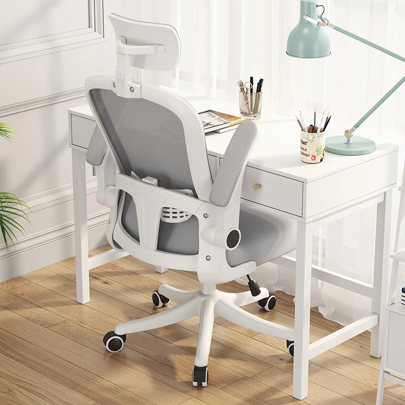 Home Office Chair Adjustable Height Lift Mesh Computer Chair With Lumbar Support High Back Task Chair for Adults White-Black