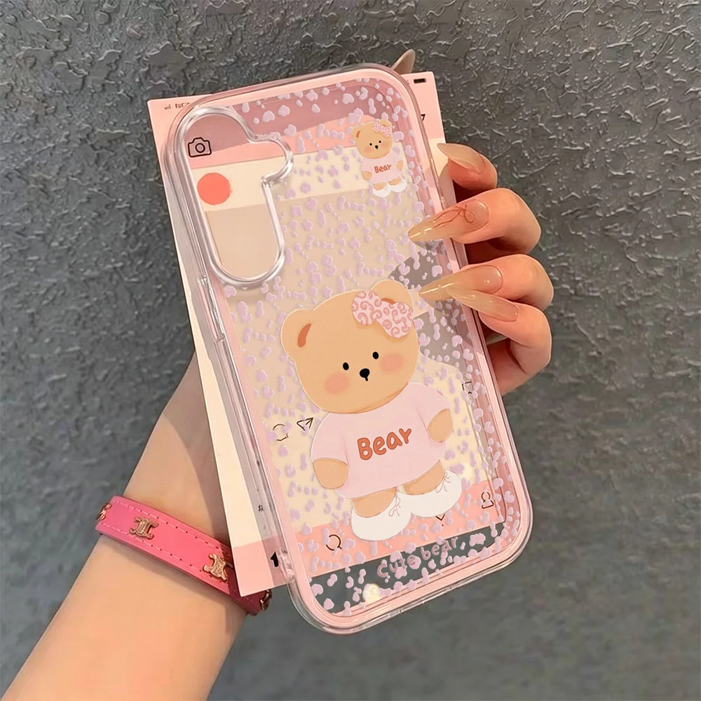 Cute Bear Two-in-one Phone Case For Samsung S25 Ultra A56 S26 Ultra A57 5G A55 A17 A07 A37 S23 A34 S24 Plus A25 TPU Capinha Caha view 5