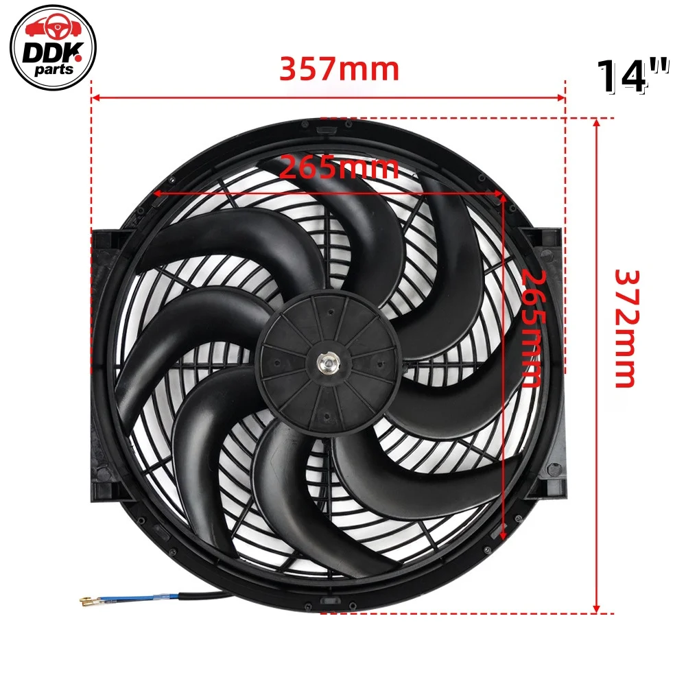14inch Universal Curved Blade Engine Radiator Cooling Fan For Vehicle Cooling System Automotive Accessory Part