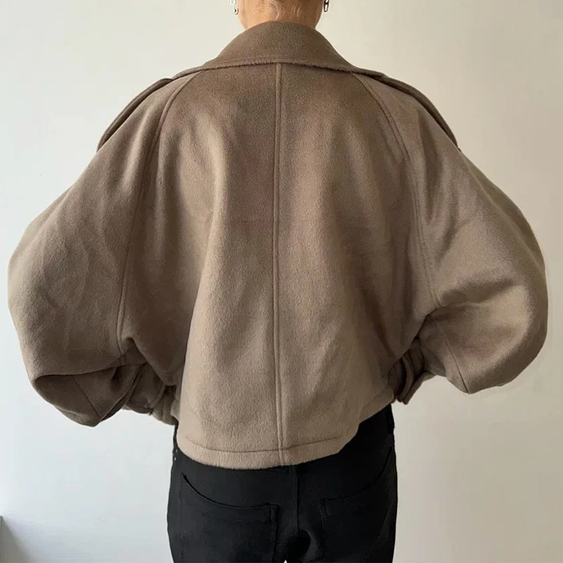 Elegante Wolljacke mit Stehkragen für Damen, Lose Passform, Lange Ärmel, Einreihig, mit Reißverschluss, Damenjacke, Herbst-Winter-Oberbekleidung 2026 – Detail 21