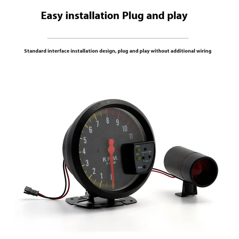 M93K-5 Inch Car RPM 11000K Tachometer Gauge 7 Colors 12V Automotive Modified Electronic Instrument Universal