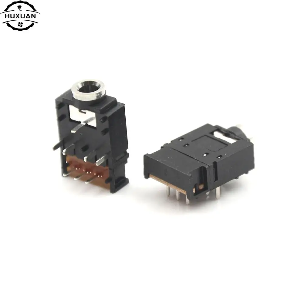 5Pcs PJ-307 3.5mm Stereo Audio Jack Socket 3.5 Dual Track Headphone Connector 8Pins with switch