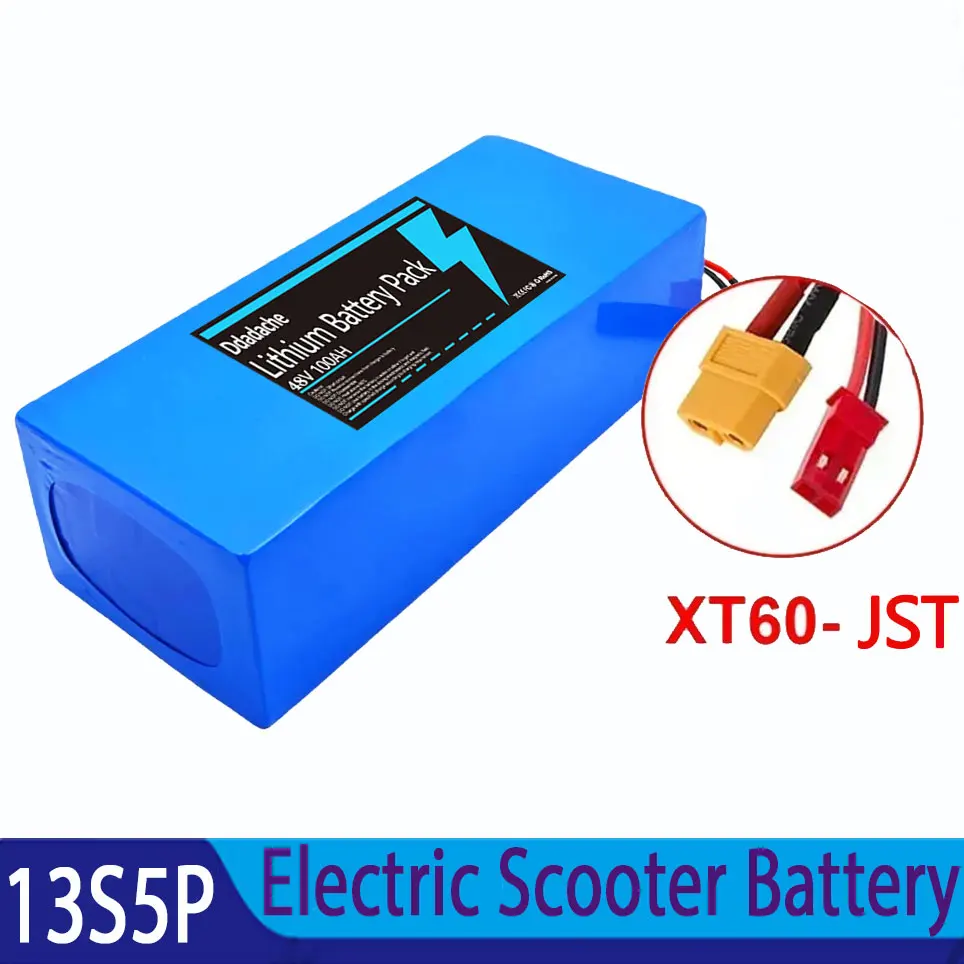 18650 batterijpakket geschikt voor 500-1000W motor 13S5P 48V 100000mAh oplaadbare lithiumbatterij, ingebouwd intelligent BMS