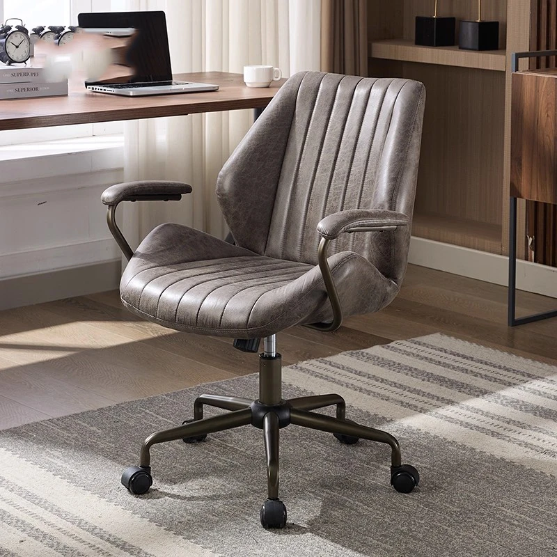 Silla de oficina de cuero para ordenador, diseño moderno, ruedas, cojín cómodo, silla de oficina, Taburete relajante de lectura, muebles de moda