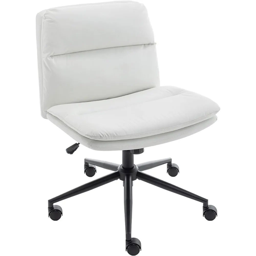 Chair with Wheels, Ergonomic Home Office Desk Chairs with Black Base, Modern Vanity Chair for Home, Office, Make Up