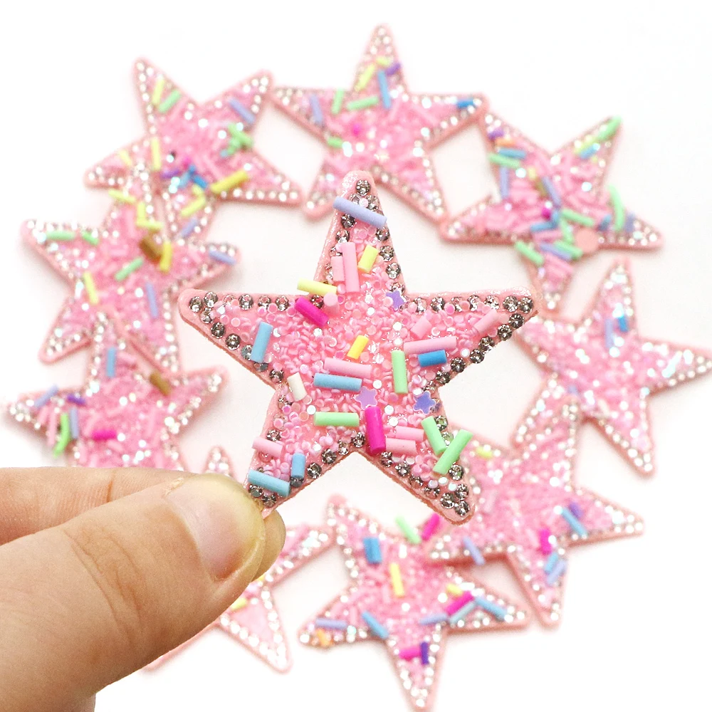 5pcs/lot  Multi Star Patch Rhinestone Applique Sew on Patch for Clothing Dress Beaded Sweater Hair Clips Accessories