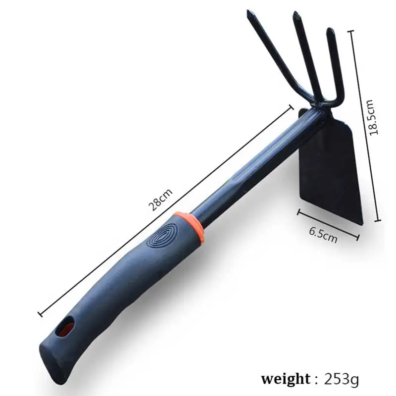 حديقة أداة مجرفة مقبض مطاطي أسود خمسة الأسنان أشعل النار البستنة أربع قطع مجموعة زهرة مجرفة ثنائي الغرض مجرفة أدوات البستنة
