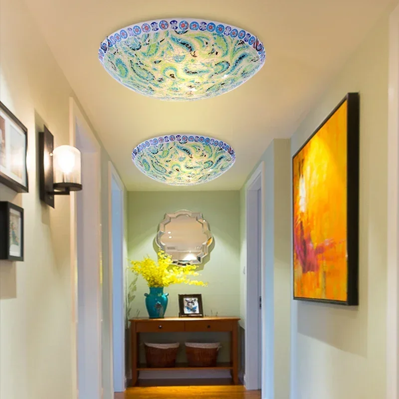 

Mediterranean Ceiling Lamp for Living Room Bedroom Home Luminaria Decor Chandelier Light Tiffany Stained Glass Lighting Fixture