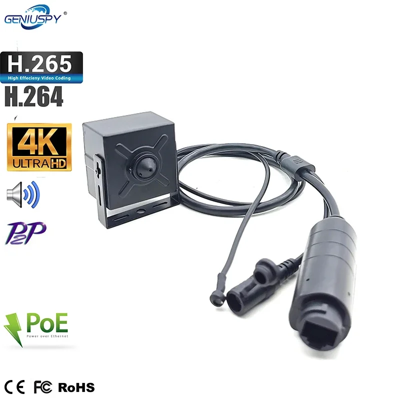 4K 8.0MP PoE Starlight MX415 Pin Hole Cube Square On vif RTMP RTSP Mini IP Camera POE For Indoor Covert ATM Machine or Industry